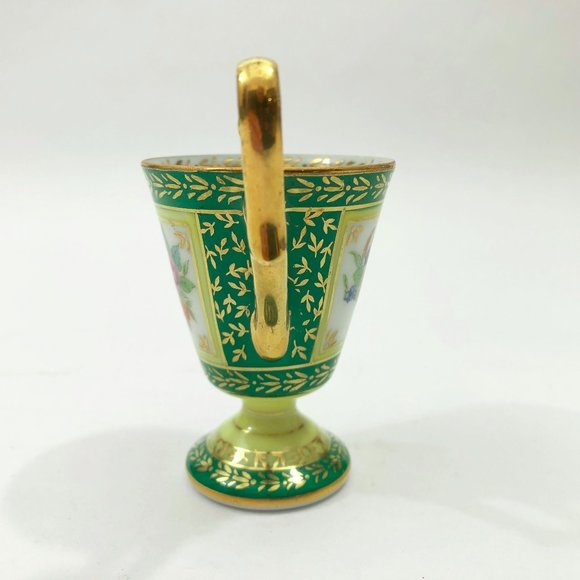 EUC Small Demitasse Cup 1 oz Size Gold Tone Handle & Trim Floral Design - Picture 7 of 9